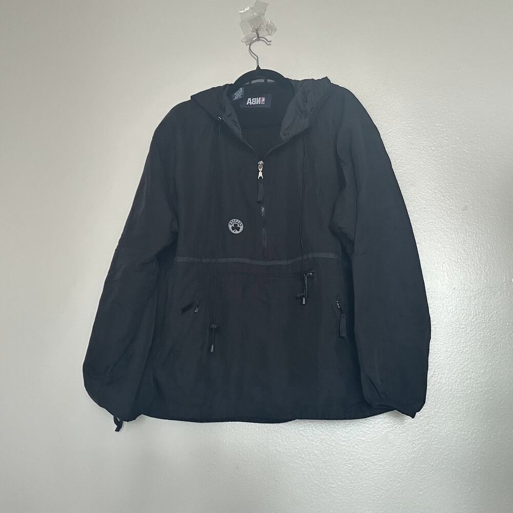 Vintage NBA Boston Celtics Anorak Jacket Fleece Lined Black Half Zip Hood